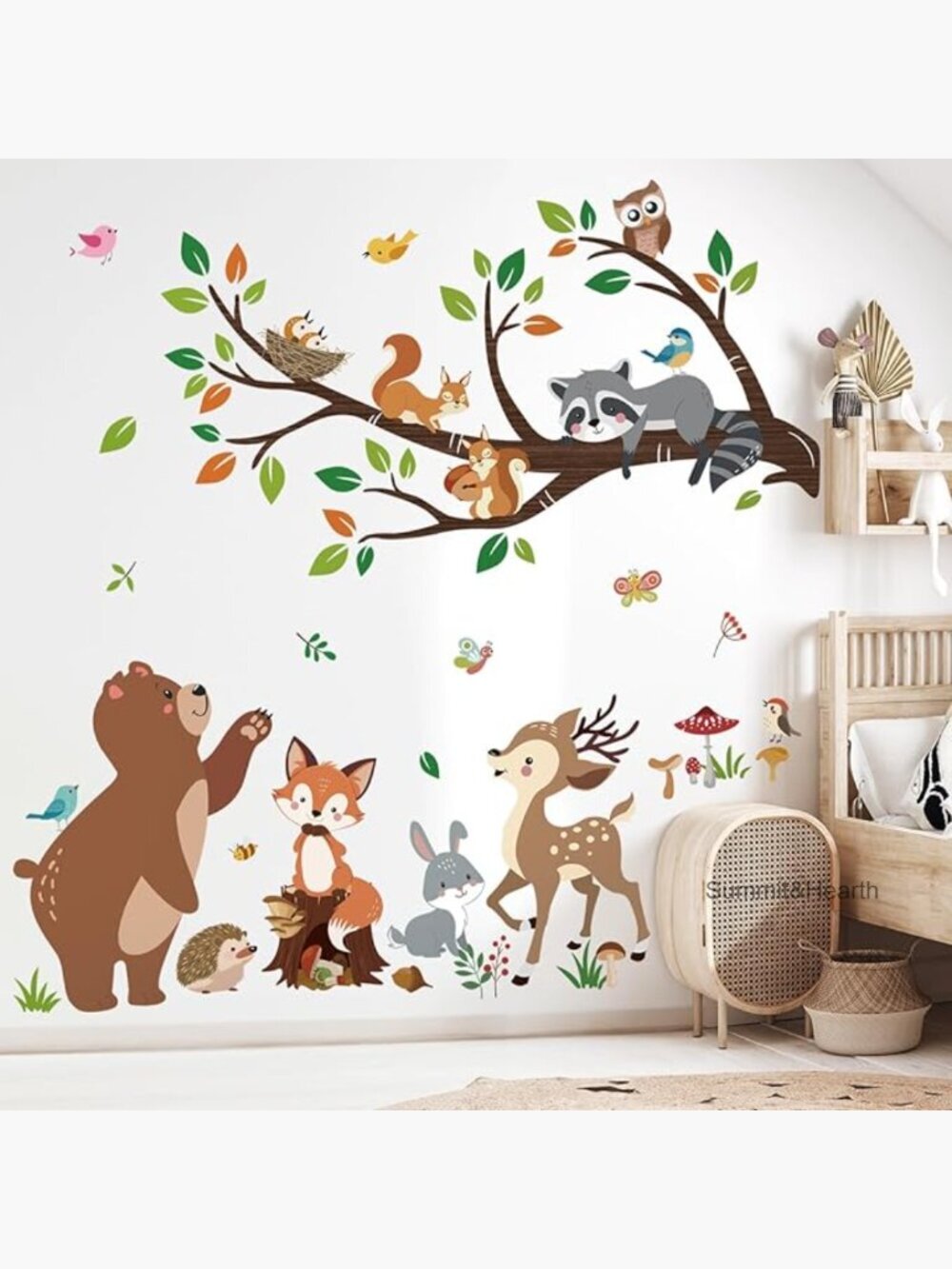 Woodland Animal Tree Wall Decals, Vinyl Stickers, Nursery Decor